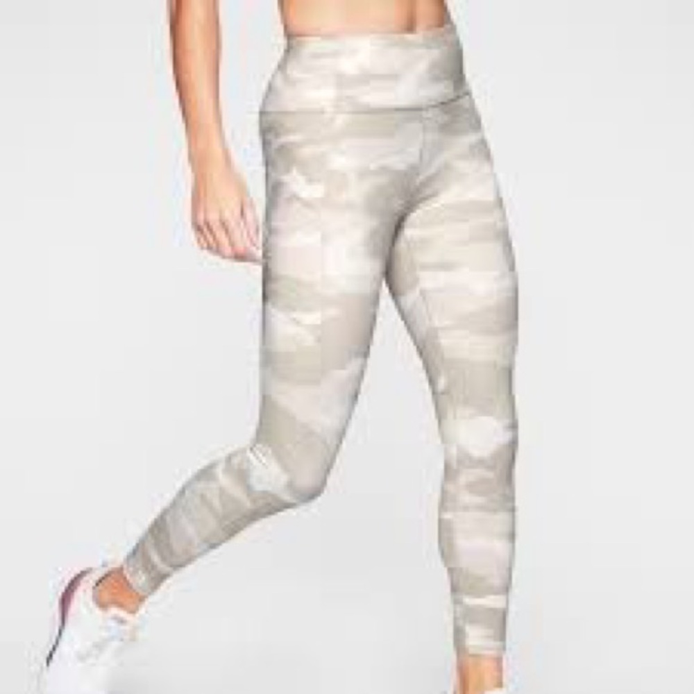 Athleta Cream Camouflage Leggings